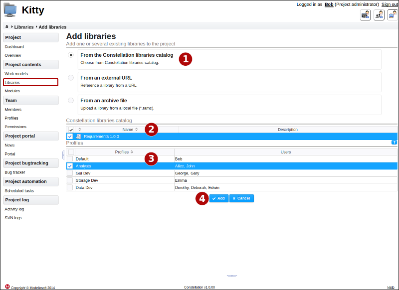 Adding a library already defined on the Constellation server