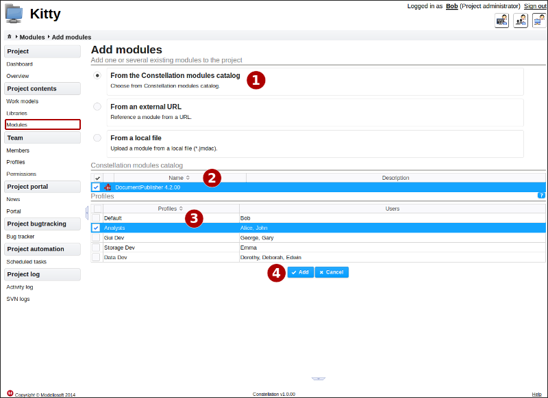 Adding a module already defined on the Constellation server