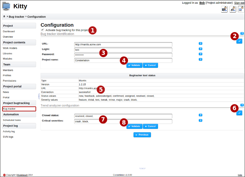 Configuring the bug tracker tool
