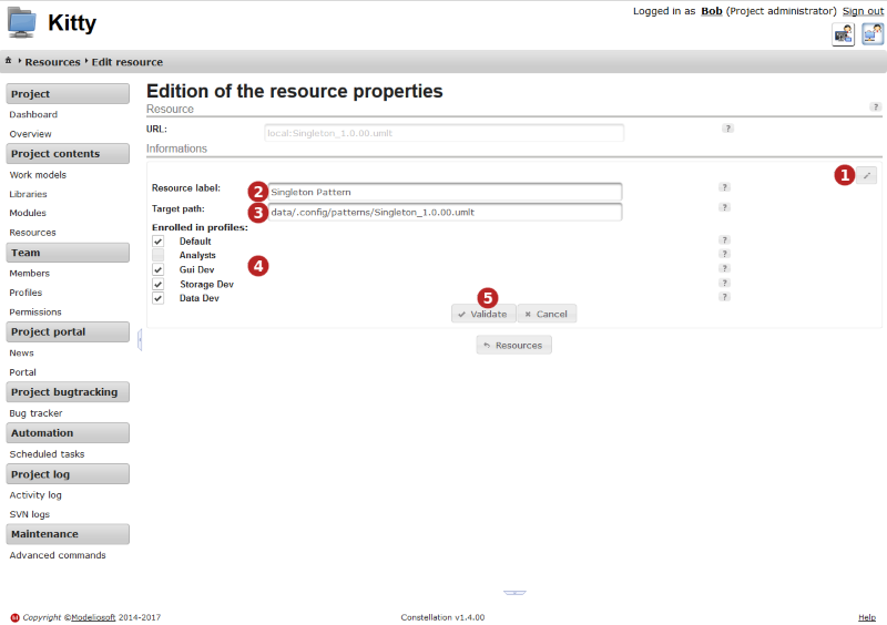 Edit resources's properties