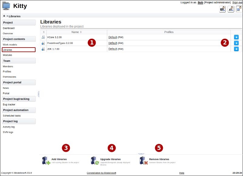 Libraries deployed in the project
