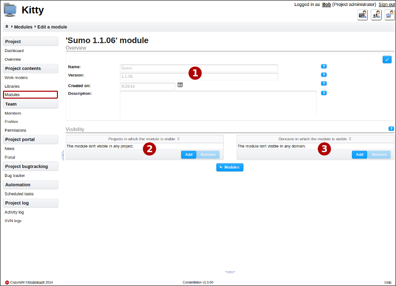 Detailed information on a module